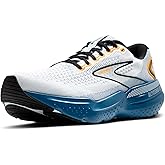 Brooks Men's Glycerin GTS 21 Supportive Running Shoe - White/Sapphire/Orange - 8 Medium