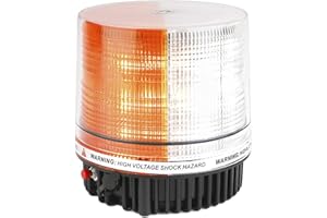 LE-JX Amber/White Wireless Rotating Beacon Orange Battery Led Strobe Warning Light Roof Top Plow Hazard Flash Emergency Lights 12V with Magnetic Base Mount and Rechargeable Plug(Yellow/White, 18 LED)