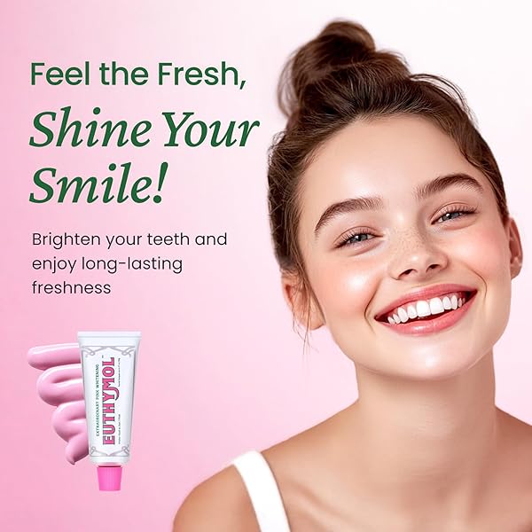 EUTHYMOL WHITENING TOOTHPASTE (3.7FL OZ) – STAIN REMOVAL IN 2 WEEKS, LONG-LASTING FRESHNESS FOR SENSITIVE GUM & TEETH. BAD BREATH, CAVITY PREVENTION. RECYCLABLE ALUMINUM TUBE
