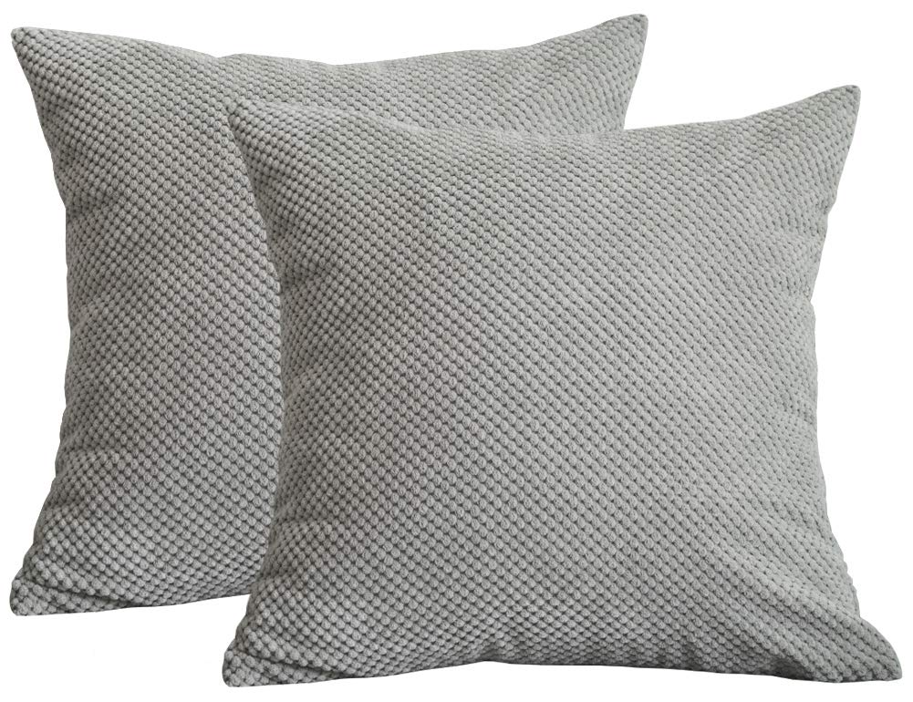 Lutanky Corduroy Cushion Covers (Pack of 2) Super Soft Pineapple Grid Throw Pillow Cases for Sofa Bedroom Home Decor （45 x 45 cm） (grey, 2 Pieces)
