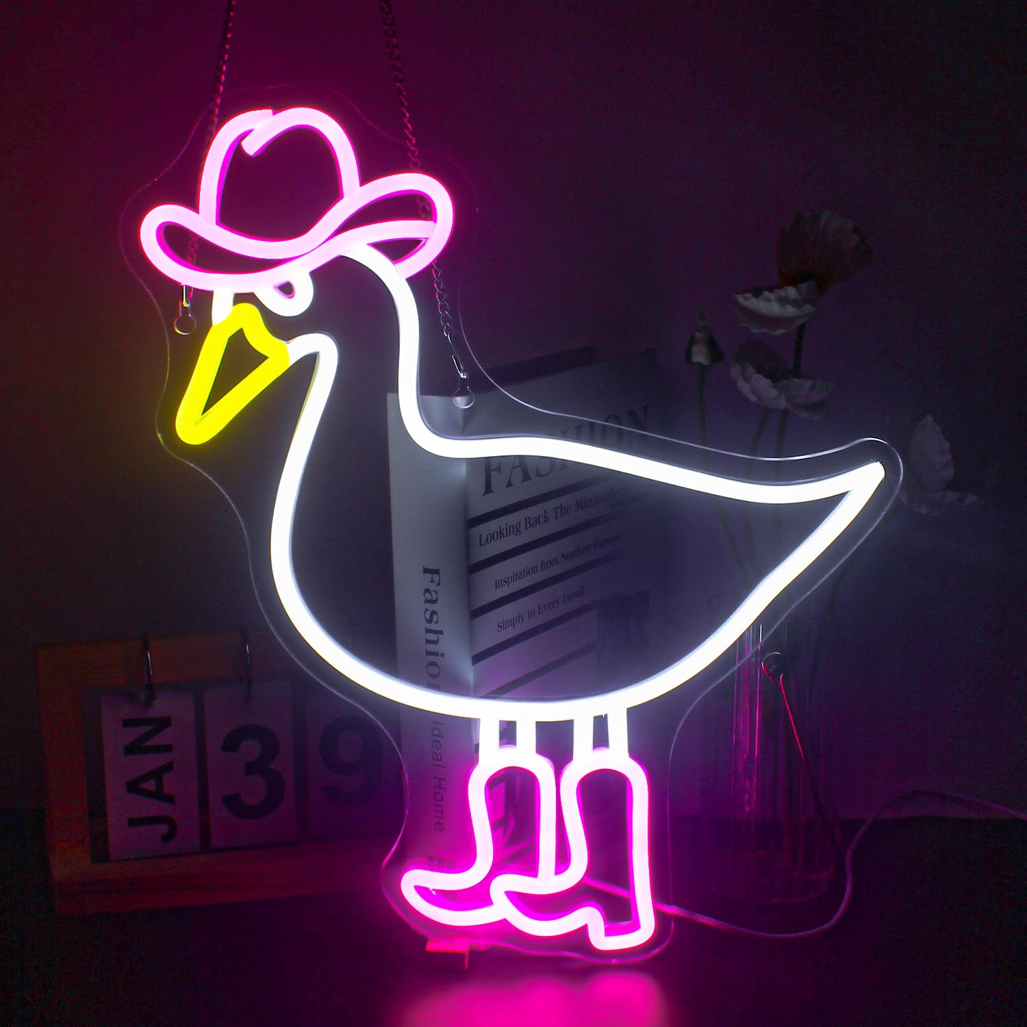 Photo 1 of DREAMFORT Cowboy Duck Neon Sign,Duck Neon Signs Cowgirl Boots Neon Signs for Wall Decor, USB Connectivity Pink LED Signs for Bedroom Living Room Kids Room Home Bar Birthday Party