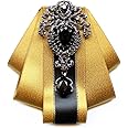 JKQBUX Retro British Rhinestone Pre-tied Adjustable Bow Tie Brooch for Men Necktie Bownot Sparkling Satin Ribbon Bow Tie