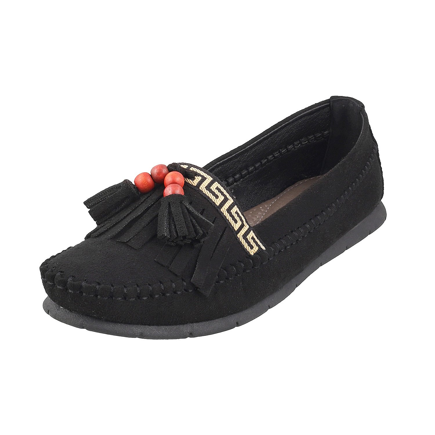 metro women black synthetic loafers (31-8087)