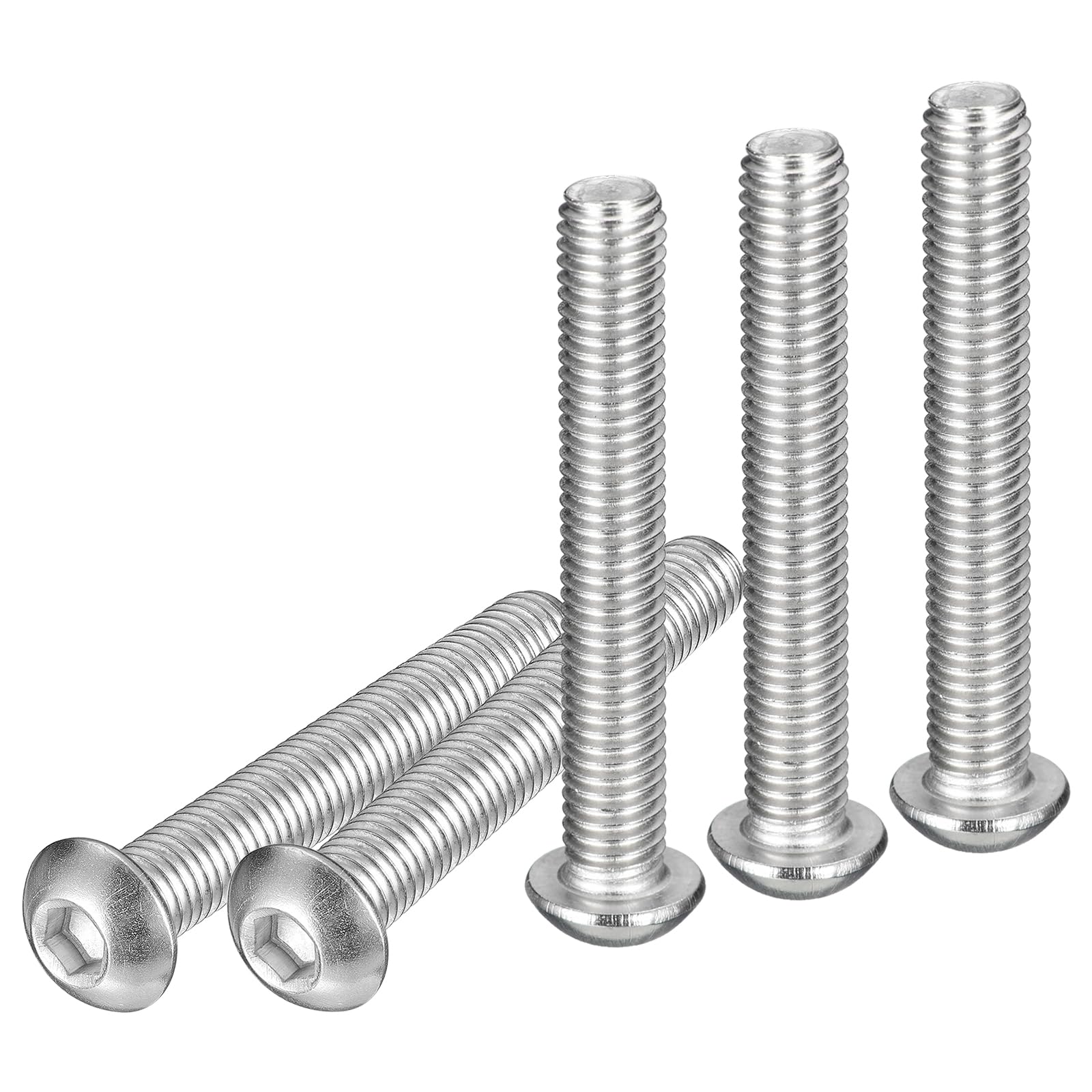 DTGN M8-1.25x55mm Button Head Socket Cap Screws - 5Pack - Good for Machine - 304 Stainless Steel 18/8 - Hex Drive Full Thread Fasteners — image 1