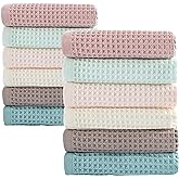 vfaejll 12 Pcs 13" x 13" Waffle Weave Kitchen Dish Cloths Set, 100% Cotton Super Absorbent Dish Towels for Washing Dishes & Drying, Multi Color​