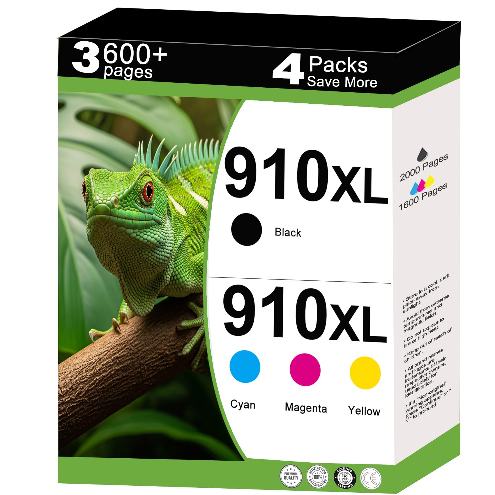 Photo 1 of 910XL Ink Cartridges for HP Printers Replacement for HP 910 XL Combo Pack to use with OfficeJet Pro 8010 8015e 8020e 8025e 8022e 8028e 8035e 8020 8035 8028 8025 Printer-Cyan Magenta Yellow Black