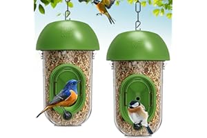 LO NA LOVE NATURE LONA Bird Feeders for Outdoors 2 Pack, Tube Birds Feeder Weatherproof with Multiple Hanging Methods, Wild Feeding Silo for Outside, 1 Port
