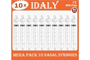 IDALY MEGA Pack 10 Baby Nasal Syringe for Mucus Removal – for Babies, Toddlers & Kids – Nasal Aspirator & Irrigation System – Safe, Reusable Silicone Tips – Sinus Rinse & Nose Flush Cleaner..