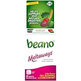 Beano Meltaways Digestive Enzyme, Helps Prevent Gas &amp; Bloating, 15 Tablets | Strawberry Flavor, Dissolvable Supplement, Food Enzyme Dietary Supplement, Preventive Gas Relief for Adults