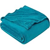 Hansleep Fleece King Size Blanket for Bed Teal, Super Soft Flannel Fuzzy King Size Plush Cozy Blanket for All Seasons, Teal, King 90x108 Inches