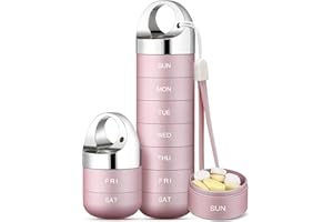 Zannaki Metal Travel Pill Organizer, Portable Waterproof Weekly Pill Box, Large Aluminum Alloy Container, BPA Free 7 Day Daily Medicine Organizer Holder for Vitamin, Fish Oil, Supplement