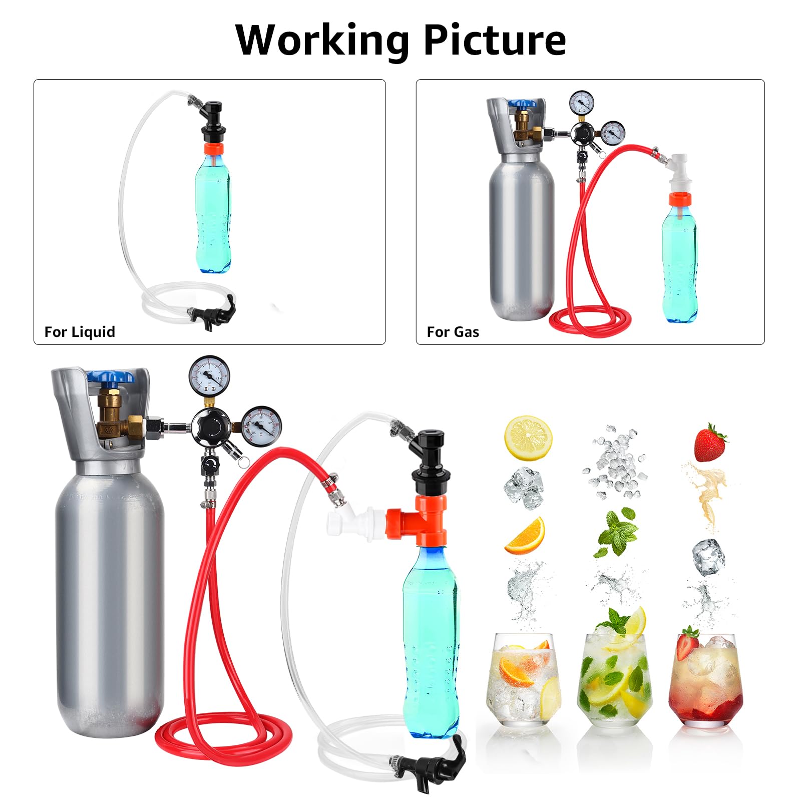 FERRODAY 3 Pack Carbonation Cap Forced Carbonation with PET Bottle 5/16 Barb CO2 Coupling to Carbonate Soda Beer Water PET Bottle Filling Carbonation Cap with No Fall Off Flat Gasket & Thick O-ring