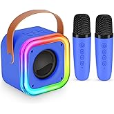 Mini Karaoke Machine for Kids, Girl Toys Gifts, Kids Karaoke Wireless Microphone for 4,5,6,7,8,9,10,11,12 Years Old Boys and Girls Christmas Party Gifts Toys (Dark Blue)
