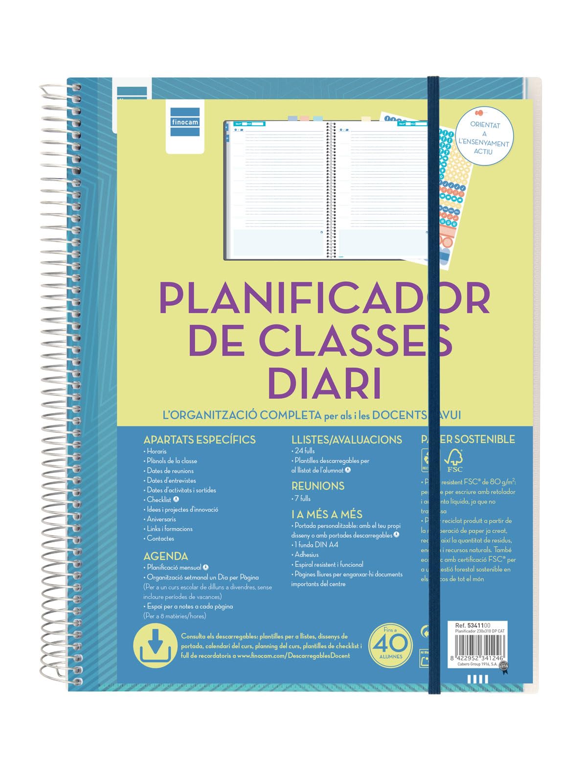 Finocam - Classes planner daily teacher 1 day catalan page