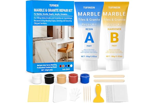 Marble Countertop Repair Kit, 160g/5.64oz Tile Repair Kit for Granite Quartz Acrylic Ceramic Stone and Fill Hole Chips Crack