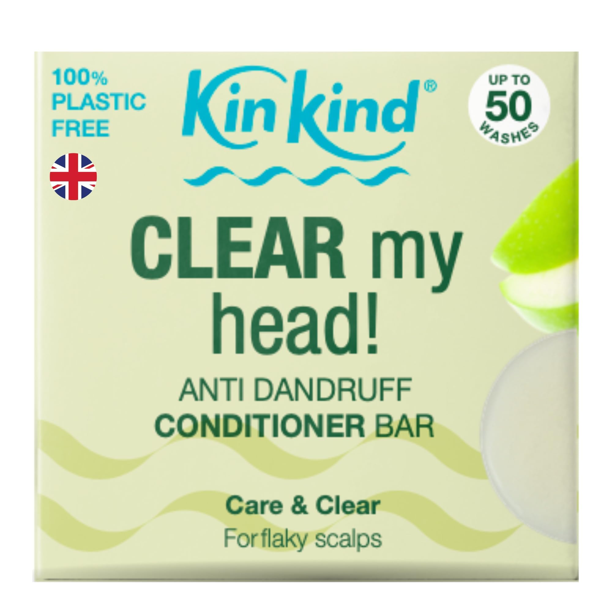 KinKind Hair Conditioner Bar - CLEAR My Head | Anti-Dandruff Solid Conditioner for Hair - Flaky Scalp Treatment | Up to 50 Washes - Vegan & Cruelty-Free