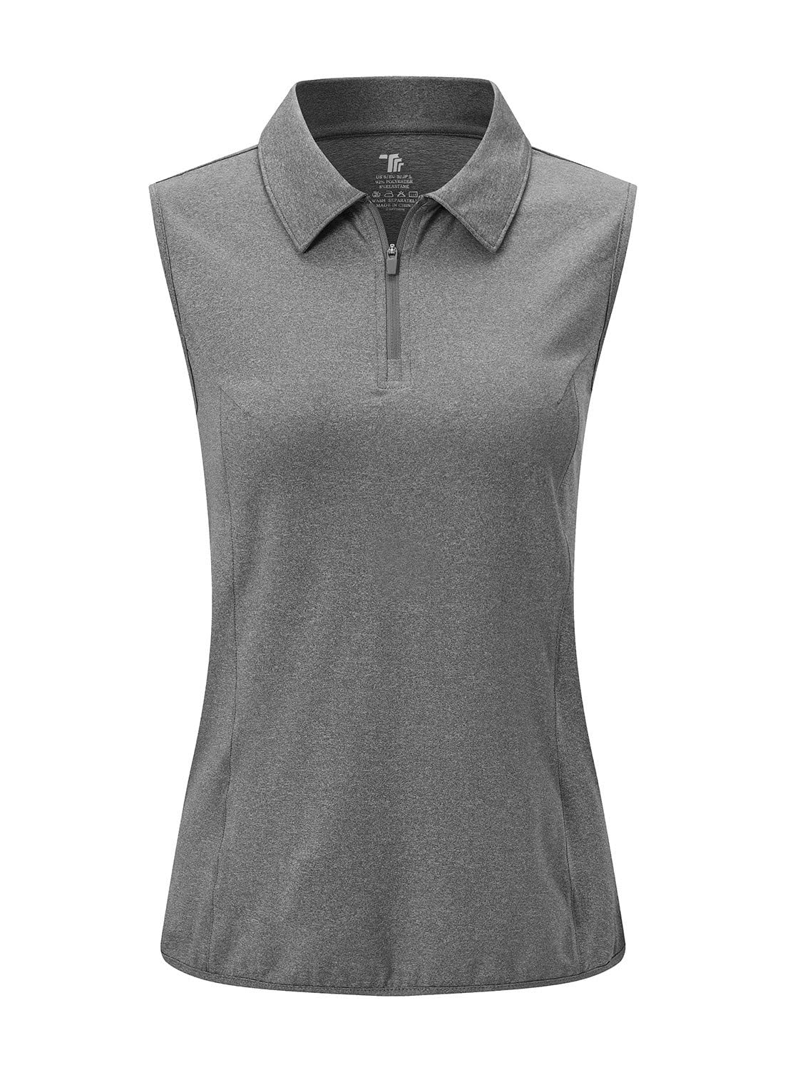 Photo 1 of YSENTO Ladies Golf Shirts Sleeveless Golf Clothes Apparel Shirts Collared 1/4 Zip Dry Fit UV Protection Tennis Polo Shirts Dark Grey S