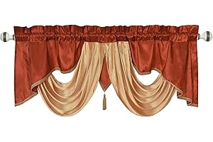 GOHD Golden Ocean Home Decor Valarie Fancy Window Valance. 54 x 18 inches. Taffeta Fabric with Soft Satin Swag. Add Some Royal luxruy Accent to Your Home. (Rust)