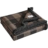 Eddie Bauer - Throw Blanket, Yarn Dyed Cotton Bedding with Solid Ultra-Soft Sherpa Reverse, Throw Blanket for Couch & Bed (Cabin Plaid Brown, 50" x 60")