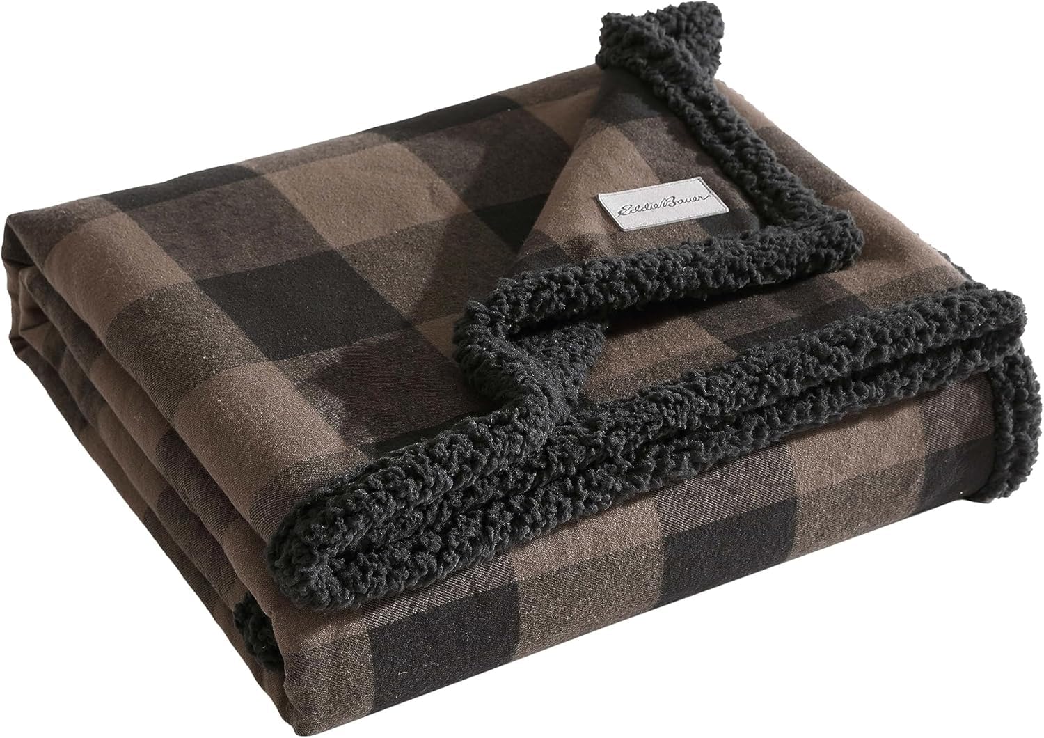 Photo 1 of Eddie Bauer - Blanket, Super Soft Reversible Sherpa & Brushed Fleece Bedding, Throw Blankets for Couch, Ideal for Lounging (Cabin Plaid Brown)