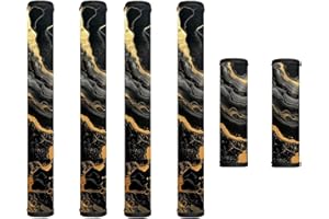 Garucesta Fridge Door Handle Covers Set of 6 Waterproof Antiskid Protector Decor Handles for Refrigerator, Microwave, Dishwasher, Kitchen Cabinet, Oven, Black Gold Marble Print