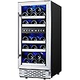 Phiestina 15 Inch Dual Zone Wine Cooler Refrigerator - 29 Bottle Built-in or Free-standing Frost Free Compressor Wine Refrige