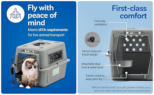 Petmate Sky Kennel For Air and Travel, Airline Compliant Dog