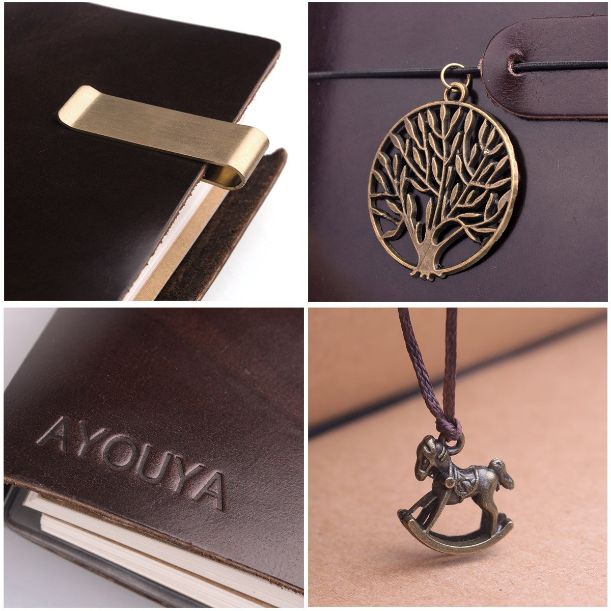 AYOUYA Leather Journal Writing Notebook Made of Classic Genuine Leather, Writing Journal Diary, Leather Bound Journal 7 x 4 x 0.7 Inches with Mini Pencil Case 6 x 1.5 Inches, Brown