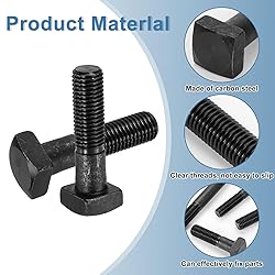 uxcell 5Pcs Square Head Bolts, 3/4-10x3 Black Oxide