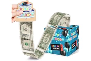 SIRJIERA Money Box for Cash Gift Birthday, Surprise Box Gifts for Gamer Lover, Birthday Money Holder for Cash with Pull Out Card DIY Set, Gaming Birthday Party Decor, with 35PCS Plastic Bags