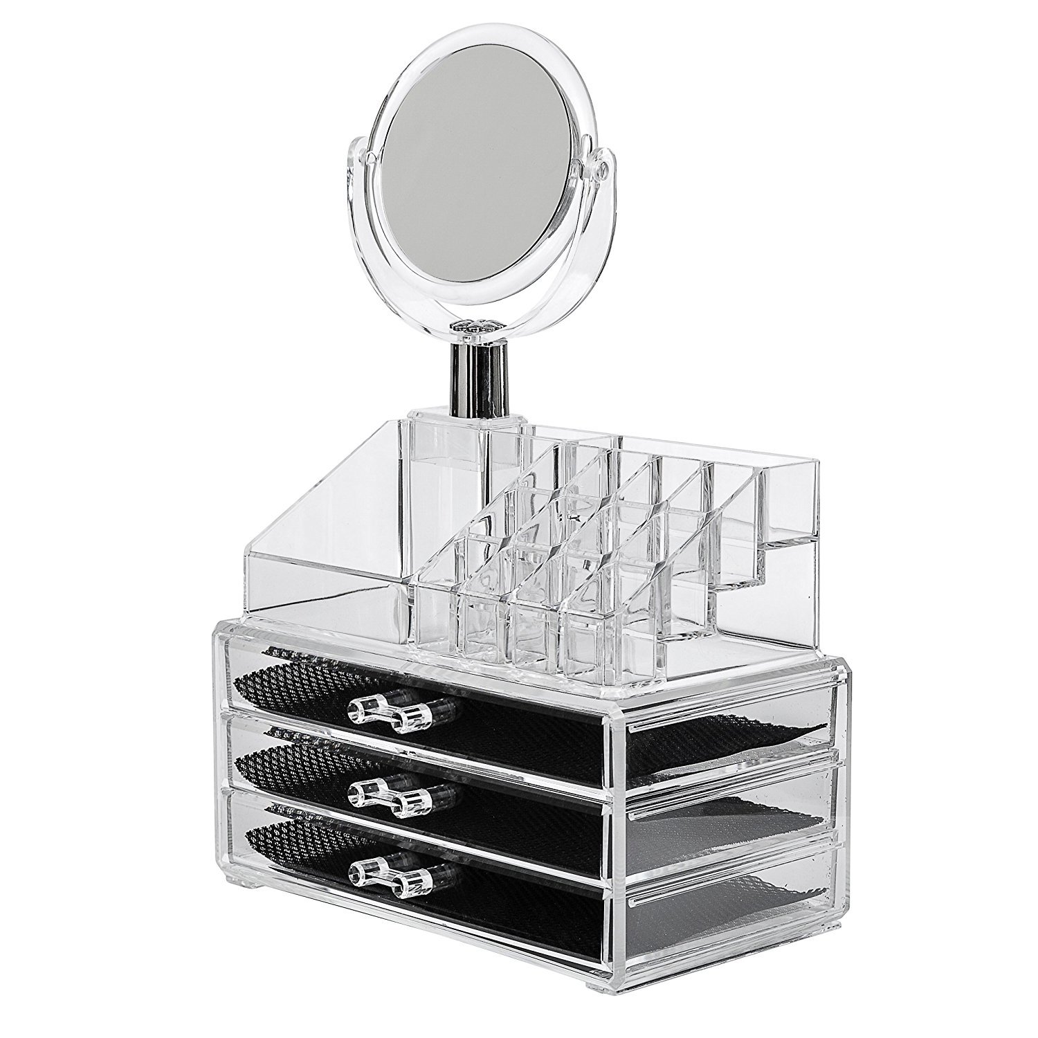 House Of Quirk 16 Slot Acrylic Makeup Organizer 3 Drawers With