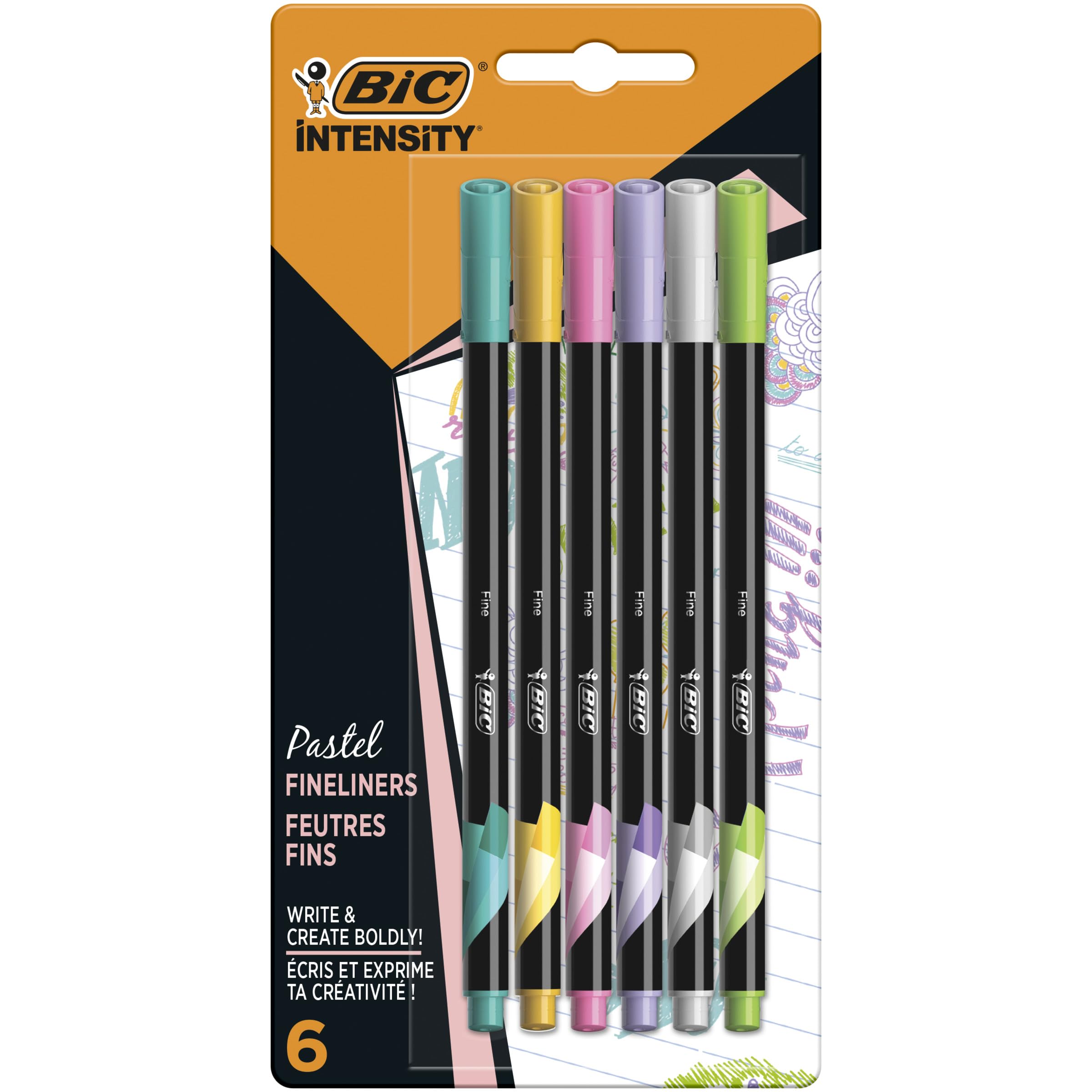 BiC Intensity Fine Felt Tip Pens, Pack of 6