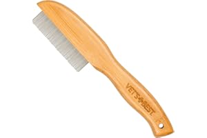 Vet's Best Flea Comb | Real Bamboo with Contour Grip Handle | for Dogs and Cats
