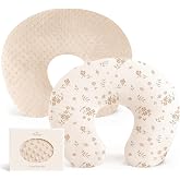 Konssy 2 Pack Nursing Pillow Covers, Soft Covers for Breastfeeding Pillows | Covers Only, Cloud-Like Soft Plush Fabric, Cozy Comfort for Baby Boy Girl, Hidden Zipper, Machine Washable (Brown&amp;Blossom)