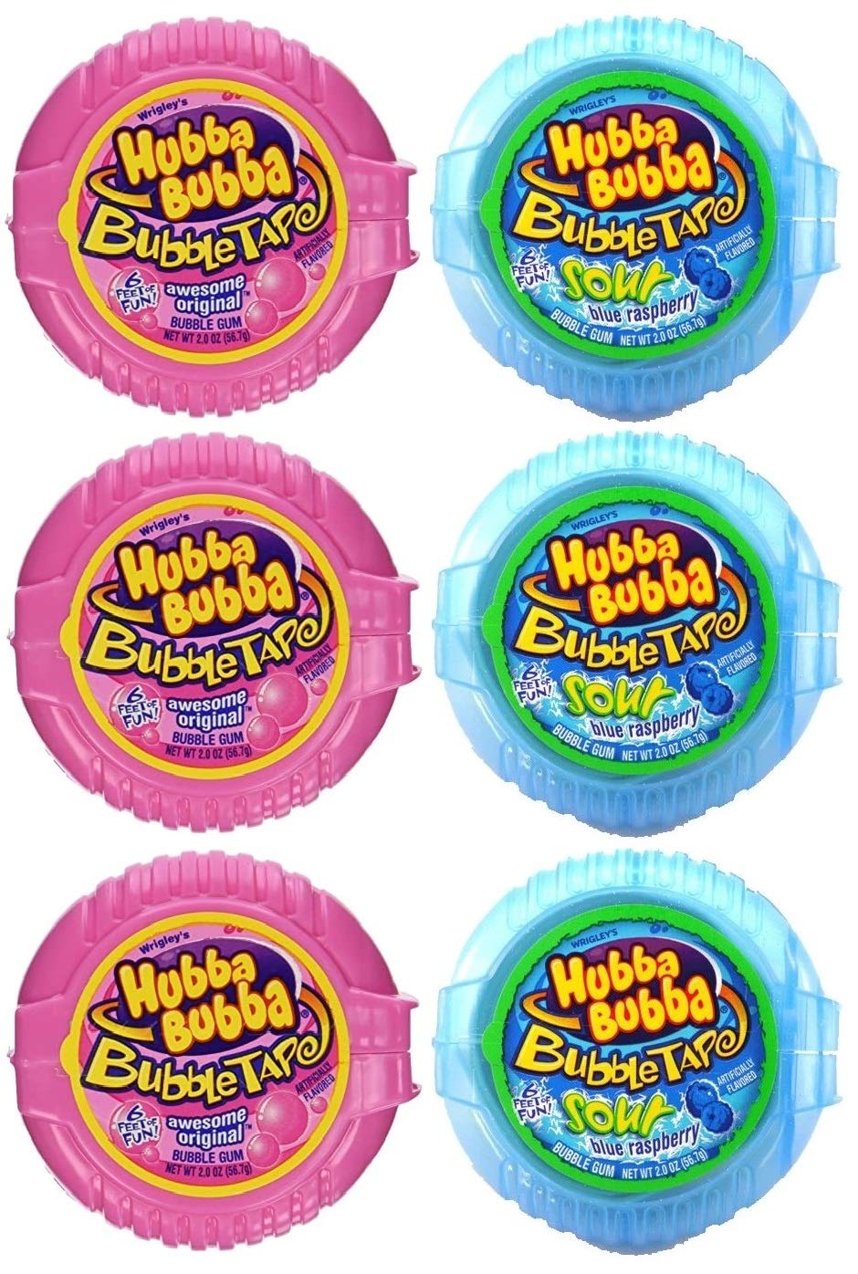 Hubba Bubba Gum, Bubble Tape, Original and Sour Blue