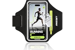 Kebrela Running Armband with Earphone Bag for iPhone 16/15/14 Max/Pro/Plus & Galaxy S20/S10, Touchscreen Compatible, Phone Holder for Running with Card Slot & Key Pockets, Fit Up to 6.9 Phone