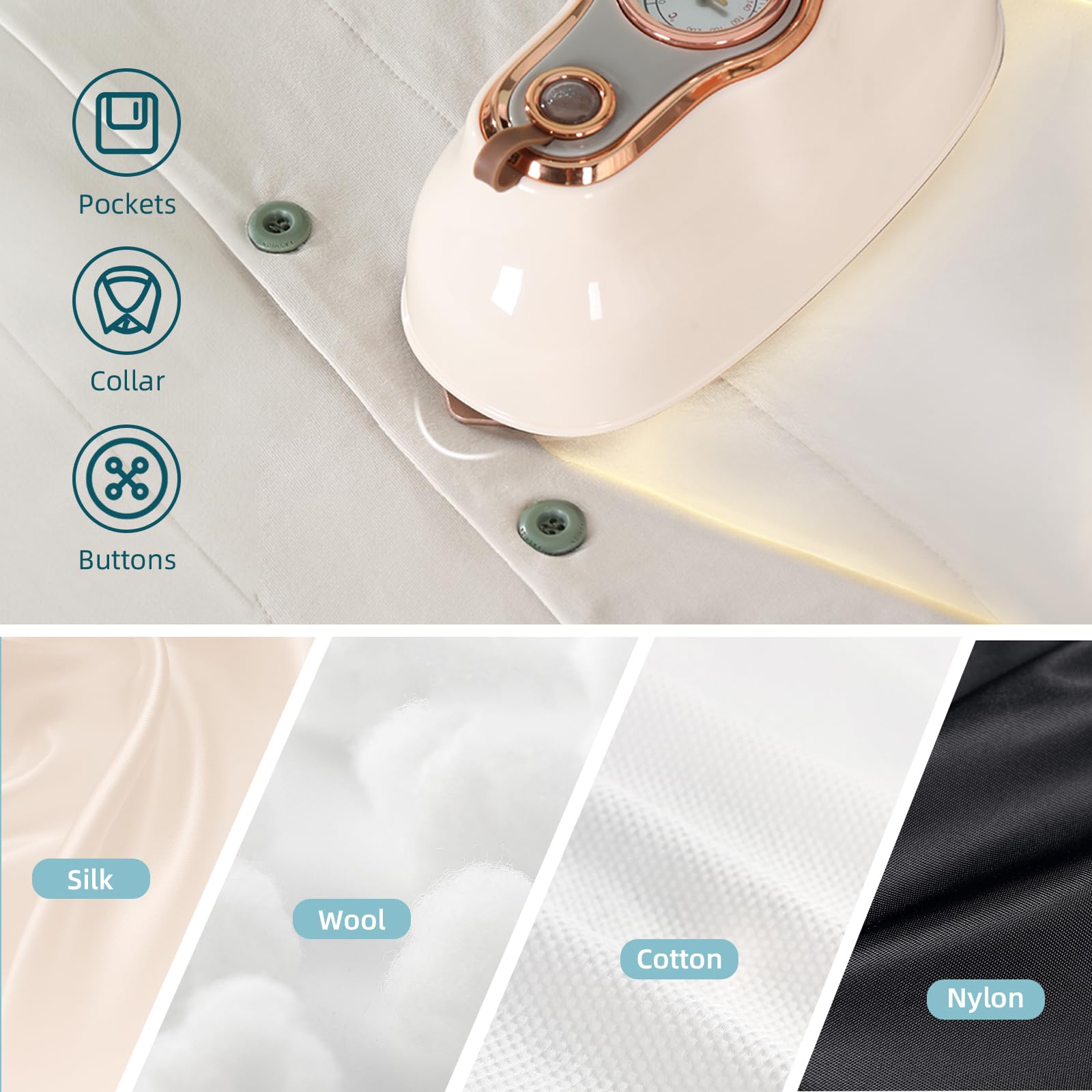 Travel Steam Iron, Takilar Handheld Steamer for Clothes Portable Mini, 180° Rotatable Travel Garment Steamer, 1250W Power Dry and Wet Ironing for Home Office Clothing Store Dry Cleaners Tailor Shop