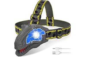 HLDYA Rechargeable Velociraptor Headlamp for Kids Flashlights Dinosaur Toys Outdoor Camping Gear for Boys Girls Toddlers Birthday Gifts Halloween Christmas Stocking Stuffers