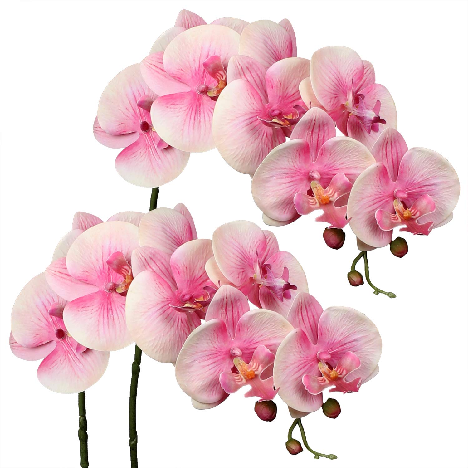 Briful 2 PCS Artificial Orchid Flowers Stems 28.7" Fake Orchids Artificial Phalaenopsis Stems Pink Artificial Flowers for Decoration Real Touch Silk Orchids Stems for Home Wedding Party Decor
