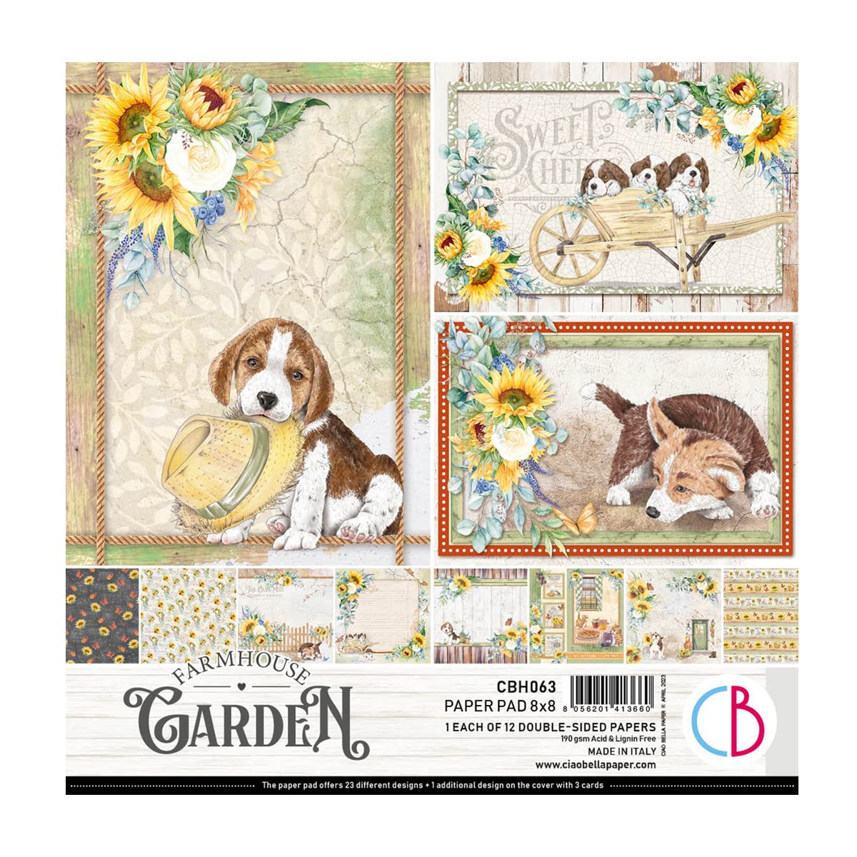 Ciao Bella Farmhouse Garden 8"x8" Paper Pad - 190gsm