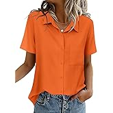 Zeagoo Women Blouses Short Sleeve Button Down Shirts Business Casual Dressy Work Tops Summer Spring Clothes