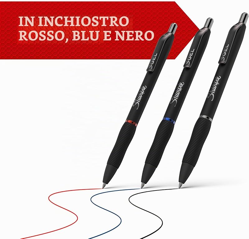 S-Gel | Penne gel | Punta media (0,7 mm) | Inchiostro nero | Confezione da 12