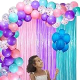 Aisszhao 2pcs Macaron Purple Foil Curtain 3.2ft x 6.5ft Tinsel Backdrop view 5