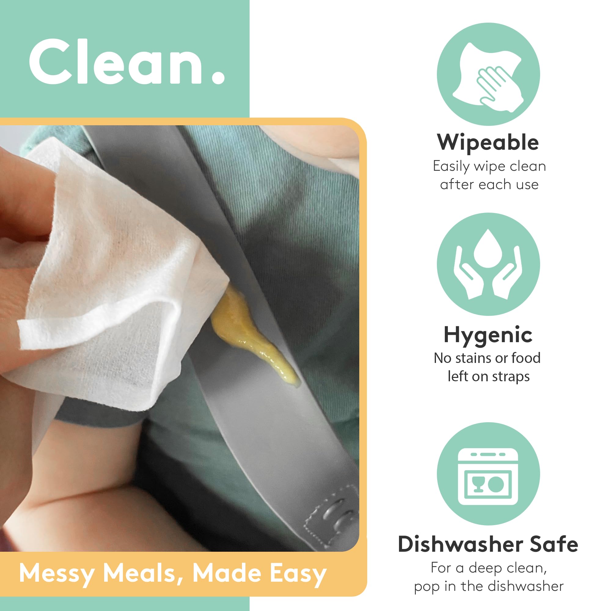 ROKA HARNESS Wipe Clean Silicone Harness for Stokke Tripp Trapp - Replacement Straps for Baby Wooden Highchairs