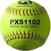 PHINIX Slow-Pitch Split Leather Softballs Professional Quality Practice Competitions 11" &amp; 12" Options (COR .52 / Comp.300)