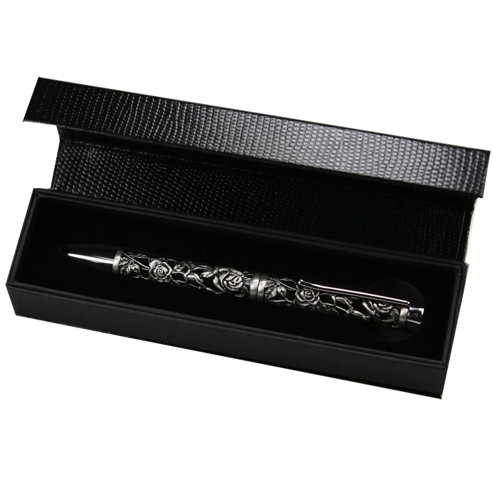 Carmani - Pen with 3D metal Rose pattern