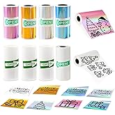 8 Pack Mini Printer Paper Roll - Holographic Pink/Blue/Silver/Gold + 3 White + 1 Clear - Self-Adhesive Thermal Sticker Paper For Photos, Crafts & Decor(57 x 25 Mm)