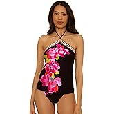 Trina Turk Women's Bougainvillea Reversible Ring Tankini, Casual, Floral Print, Swimsuit Tops