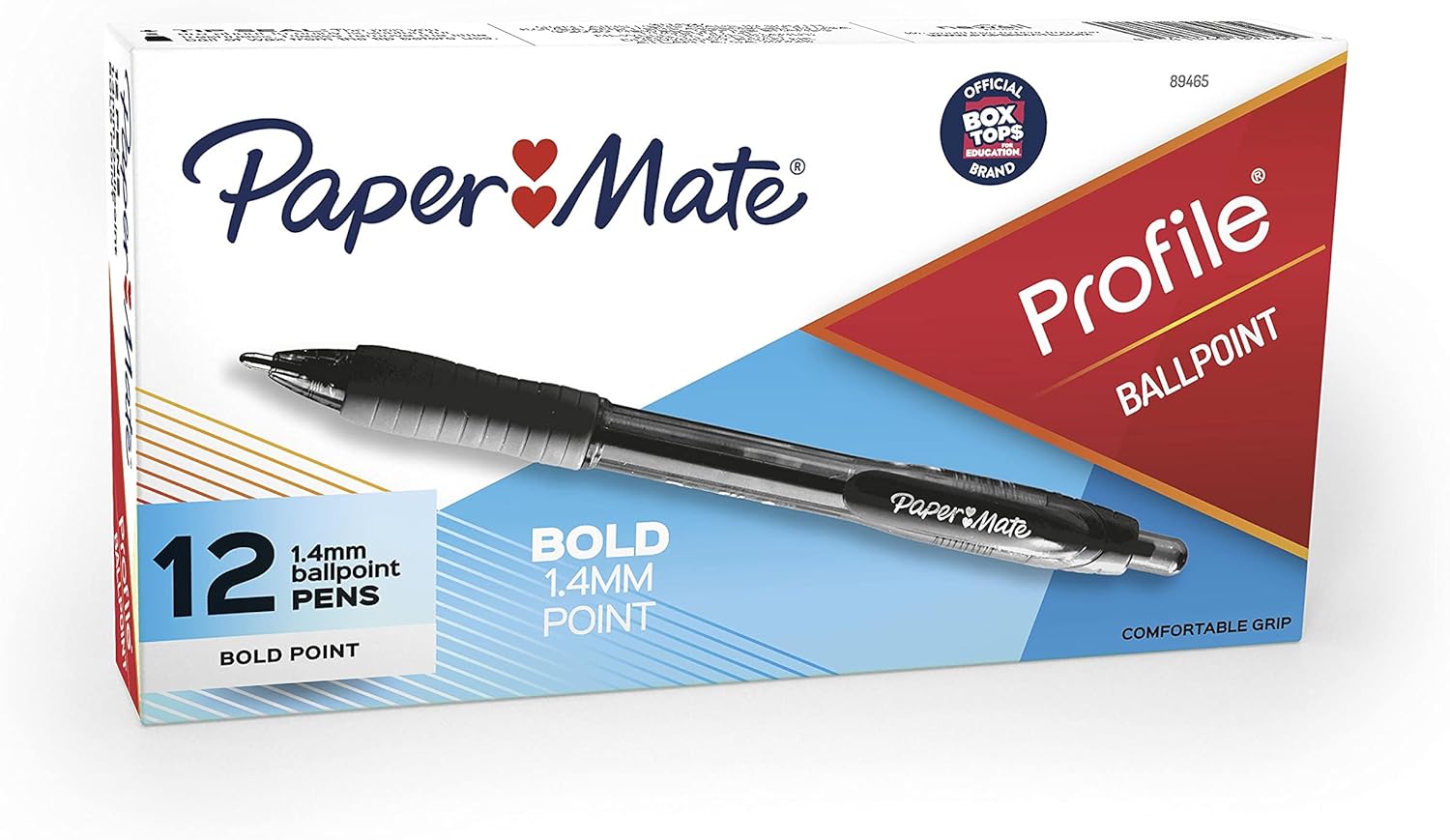 Paper Mate 89465 Profile Retractable Ballpoint Pens, Bold (1.4mm), Black, 12 Count (Package May Vary) : Rollerball Pens : Office Products