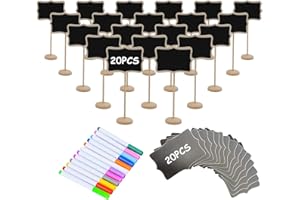YZ&LIANGYUAN 20PCS Food Labels for Party Buffet, Wood Mini Chalkboard Sign with Easel Stand for Message Board Signs,Weddings Place Cards, Birthday Parties,Table Numbers,Plants,Special Event Decorations
